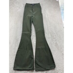 JC & JQ Womens Flare Bell Bottom Stretch Olive Green Jeans S Meas: 20x33